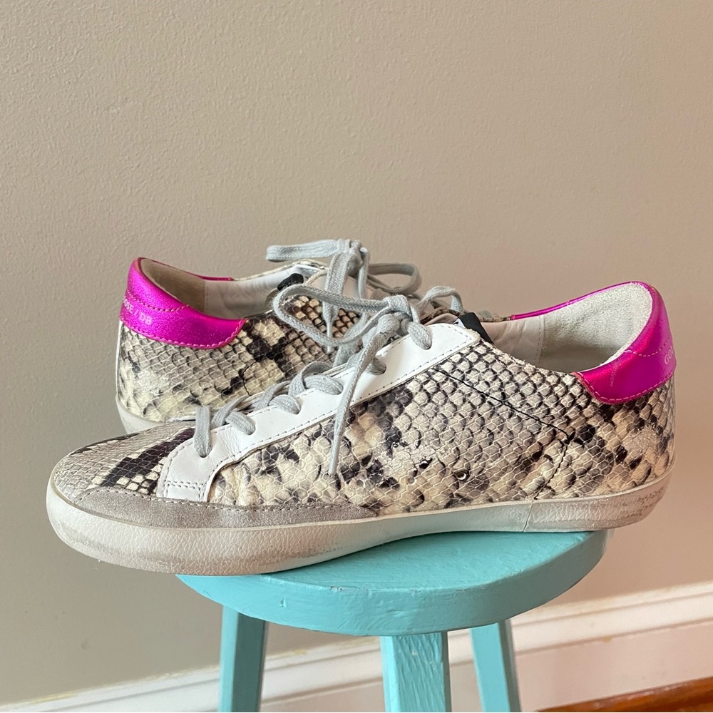 Golden Goose Superstar Grey Python with Metallic Fuschia Sneakers Women’s Sz 39 - Picture 8 of 12